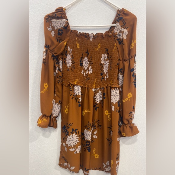 Inspired Hearts Smocked Dress with Floral Accents - Picture 1 of 3